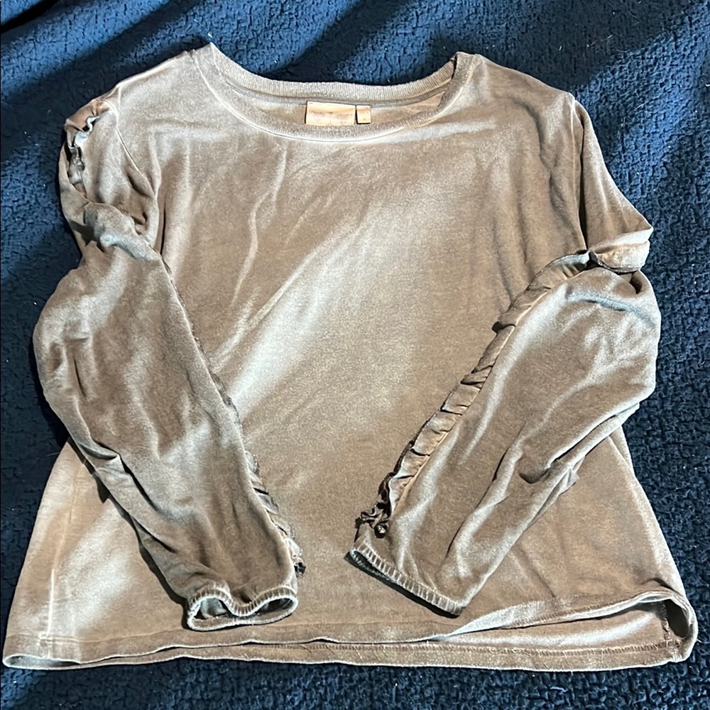Grey Long Sleeve Relaxed Blouse